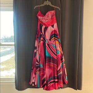 Elegant Pink Multicolor Women's Dress